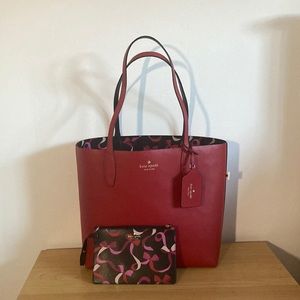 Kate Spade Wrapping Party Large Reversible Tote with Detachable Wristlet